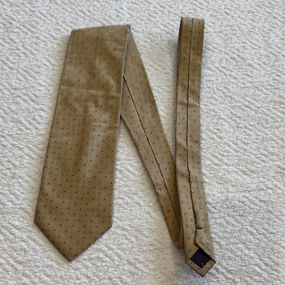 Valerio Garati Men's Light Brown Textured Silk Tie with Micro Dot Pattern